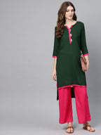 Ahalyaa Green Solid Straight Kurta for women | Grocsy