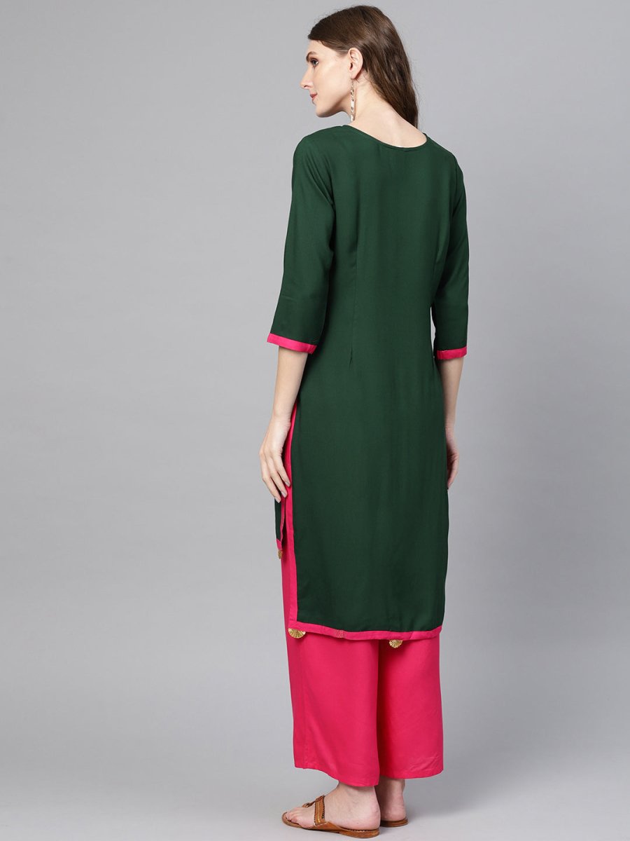 Ahalyaa Green Solid Straight Kurta for women | Grocsy