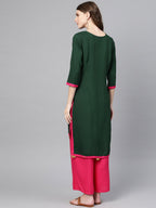 Ahalyaa Green Solid Straight Kurta for women | Grocsy