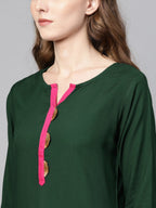 Ahalyaa Green Solid Straight Kurta for women | Grocsy