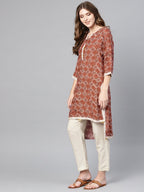 Ahalyaa Brown Printed Straight kurta | Grocsy