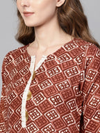 Ahalyaa Brown Printed Straight kurta | Grocsy