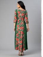 Ahalyaa Viscose Rayon Green Floral Printed Kurta | Grocsy
