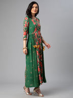Ahalyaa Viscose Rayon Green Floral Printed Kurta | Grocsy