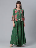 Ahalyaa Viscose Rayon Green Floral Printed Beautiful Kurta | Grocsy
