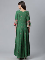Ahalyaa Viscose Rayon Green Floral Printed Beautiful Kurta | Grocsy