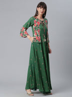 Ahalyaa Viscose Rayon Green Floral Printed Beautiful Kurta | Grocsy