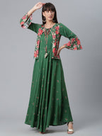Ahalyaa Viscose Rayon Green Floral Printed Beautiful Kurta | Grocsy