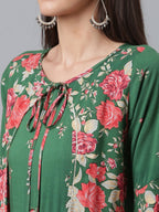 Ahalyaa Viscose Rayon Green Floral Printed Beautiful Kurta | Grocsy