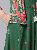 Ahalyaa Viscose Rayon Green Floral Printed Beautiful Kurta | Grocsy