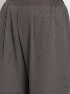 Ahalyaa Women Charcoal Grey Angrakha Kurta With Inner & Sharara | Grocsy