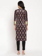 Ahalyaa Women's Black Color Digital Print Velvet Kurta | Grocsy