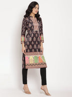 Ahalyaa Women's Black Color Digital Print Velvet Kurta | Grocsy