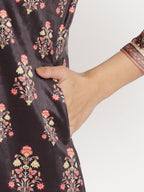 Ahalyaa Women's Black Color Digital Print Velvet Kurta | Grocsy
