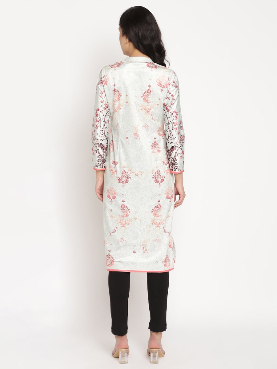 Ahalyaa Women's Light Green Color Digital Print Velvet Kurta | Grocsy