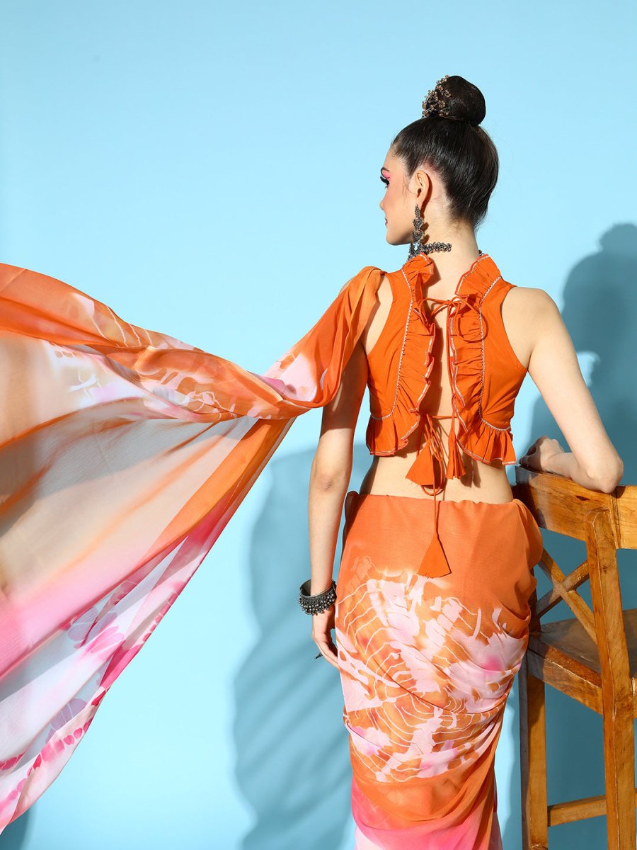 Ahalyaa Abstract Chiffon Saree | Grocsy