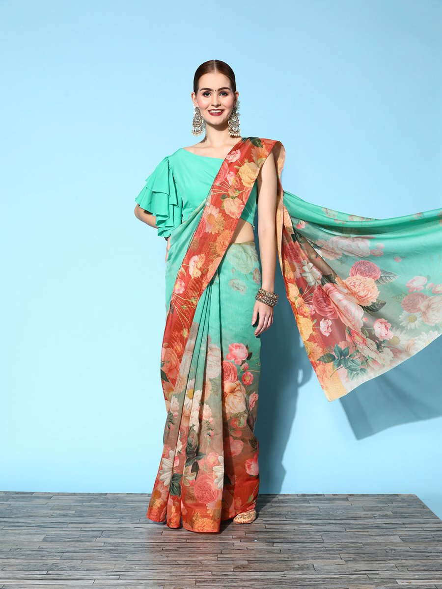 Ahalyaa Floral Printed Saree | Grocsy