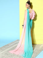 Ahalyaa Poly Chiffon Ombre Saree | Grocsy