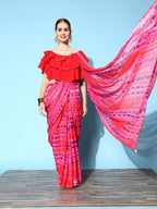 Ahalyaa Geometric Print Chiffon Saree | Grocsy