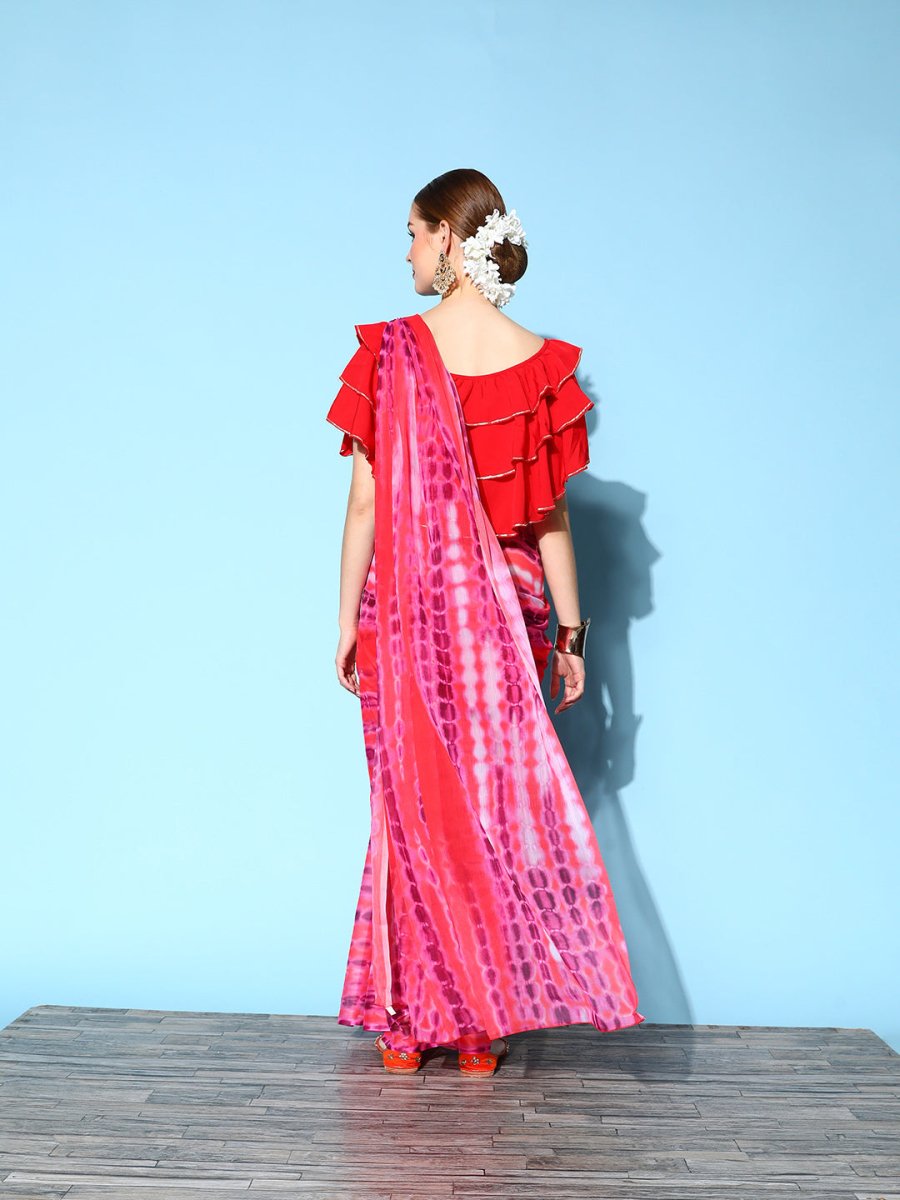 Ahalyaa Geometric Print Chiffon Saree | Grocsy