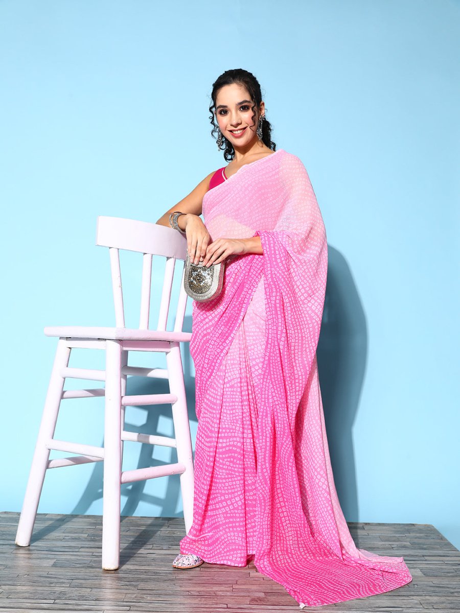 Ahalyaa Bandhani Saree with Solid border | Grocsy