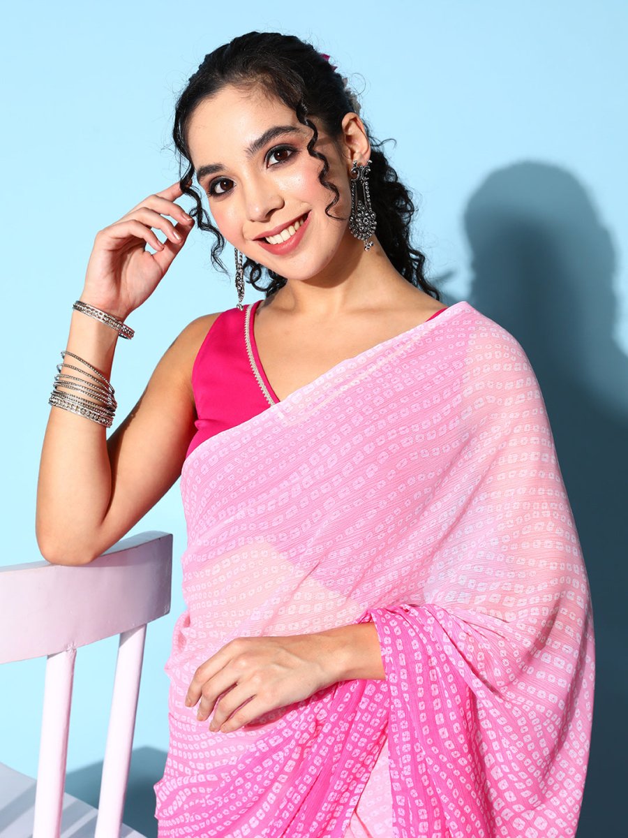 Ahalyaa Bandhani Saree with Solid border | Grocsy