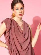 Ahalyaa Rusty Rose & Golden Woven Design Ready to Wear Saree | Grocsy