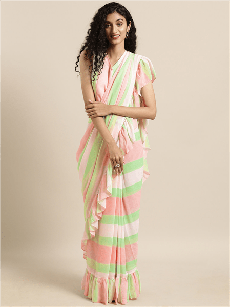 Ahalyaa Women's Striped Ready to Wear Saree | Grocsy