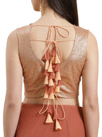 Ahalyaa Rust Brown Woven Design Ruffled Ready to Wear Saree Set | Grocsy