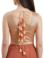 Ahalyaa Rusty Brown Pleated Ready to Wear Saree Set | Grocsy