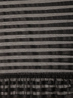 Ahalyaa Black Self-Striped Ruffled Ready to Wear Saree Set | Grocsy