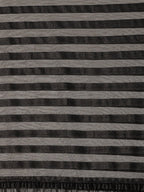 Ahalyaa Black Self-Striped Ruffled Ready to Wear Saree Set | Grocsy