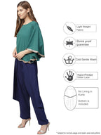 Ahalyaa Indo Western Sea Green Cape With Drape Pant | Grocsy