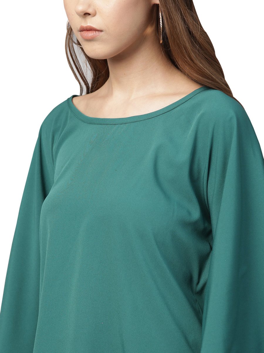 Ahalyaa Indo Western Sea Green Cape With Drape Pant | Grocsy