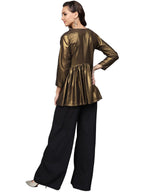 Ahalyaa Golden Flared Crepe, Georgette Indowestern Set | Grocsy