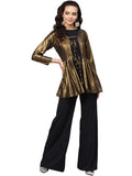 Ahalyaa Golden Flared Crepe, Georgette Indowestern Set | Grocsy