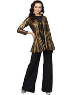 Ahalyaa Golden Flared Crepe, Georgette Indowestern Set | Grocsy