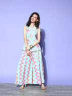 Ahalyaa Printed Top With Palazzos | Grocsy