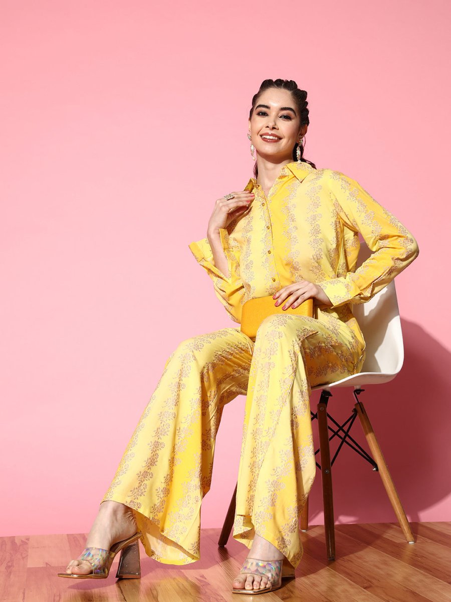 Ahalyaa Floral Printed Shirt and Palazzos | Grocsy