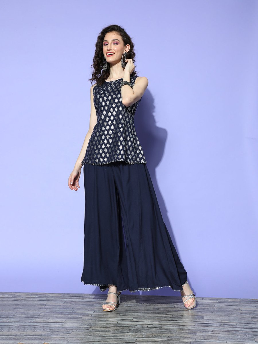 Ahalyaa Woven Design Tunic & Palazzo Co-ords | Grocsy