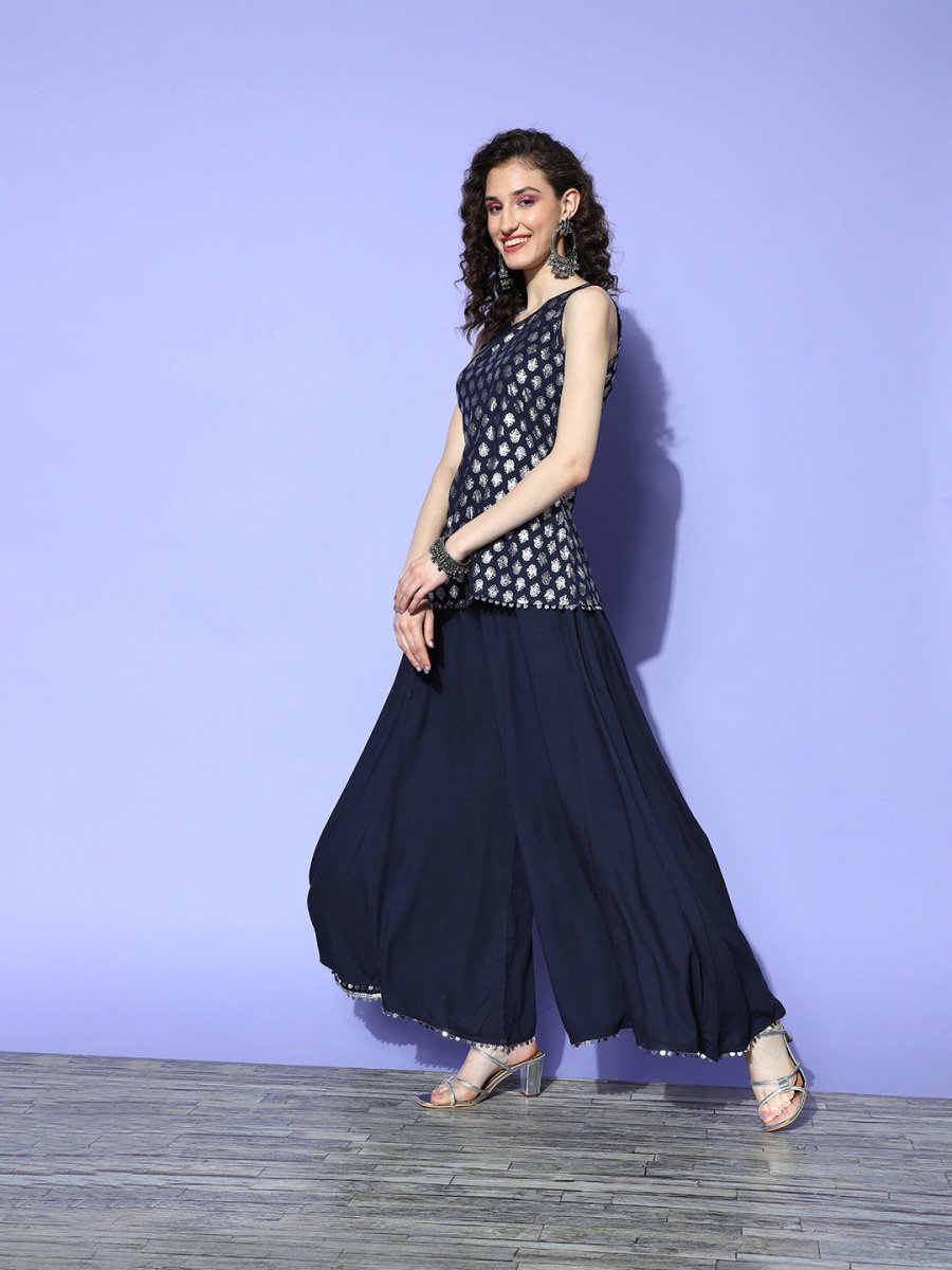 Ahalyaa Woven Design Tunic & Palazzo Co-ords | Grocsy