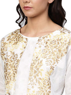 Ahalyaa Off White Straight Cotton Indowestern Set | Grocsy