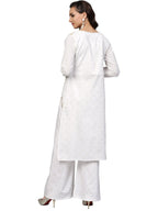 Ahalyaa Off White Straight Cotton Indowestern Set | Grocsy