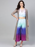 Ahalyaa Women Printed Crop Top With Shrug Set | Grocsy