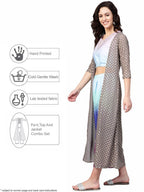 Ahalyaa Women Printed Crop Top With Shrug Set | Grocsy