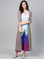 Ahalyaa Women Printed Crop Top With Shrug Set | Grocsy