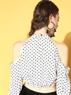 Ahalyaa Women White & Black Printed Top & Skirt | Grocsy