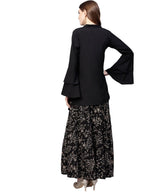 Ahalyaa Indowestern Black Shirt With Skirt Set | Grocsy