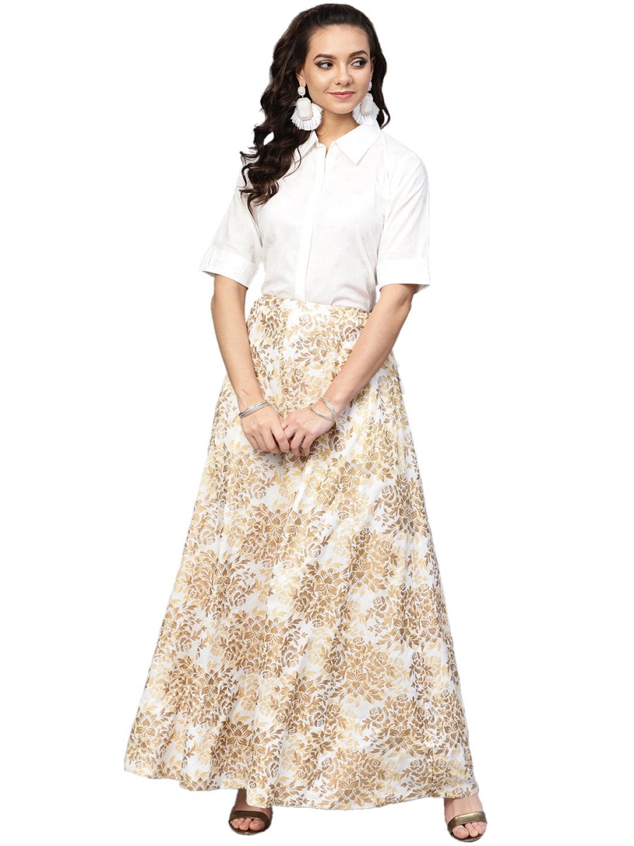 Ahalyaa White Straight Cotton Indowestern Set | Grocsy
