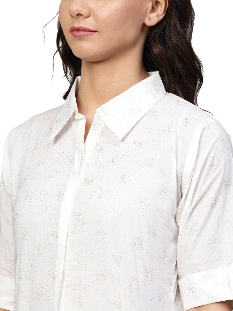 Ahalyaa White Straight Cotton Indowestern Set | Grocsy